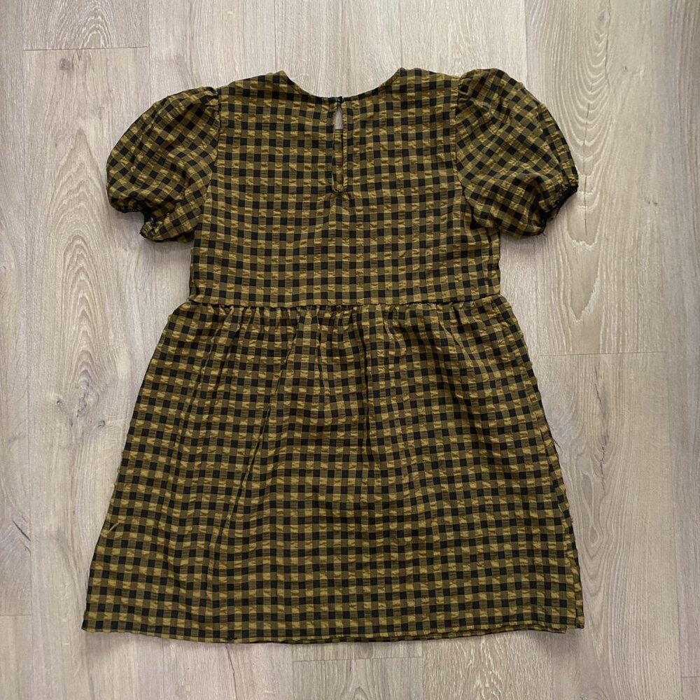 Wild Fable Mustard and Black Checkered Babydoll Dress - Picture 2 of 5